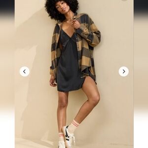 Aerie Men's Casual Plaid Shirt - Navy and Beige NWOT